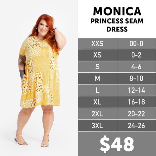 Monica Size Chart